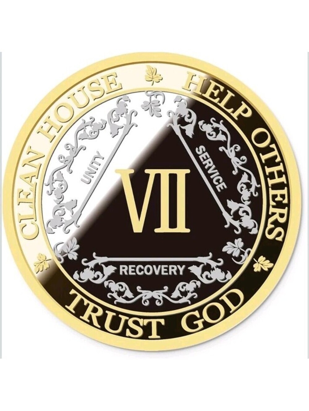 Silver & Gold 7 Years Alcoholics Anonymous Medallion AA Coin Capsule Gift